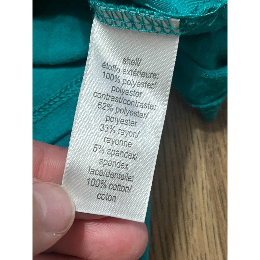 Studio Y Blouse, Women's Size Medium, Green, Beads, Short Sleeve - Picture 8 of 10